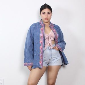 Blaine Trump Denim Embroidered Denim Jacket
